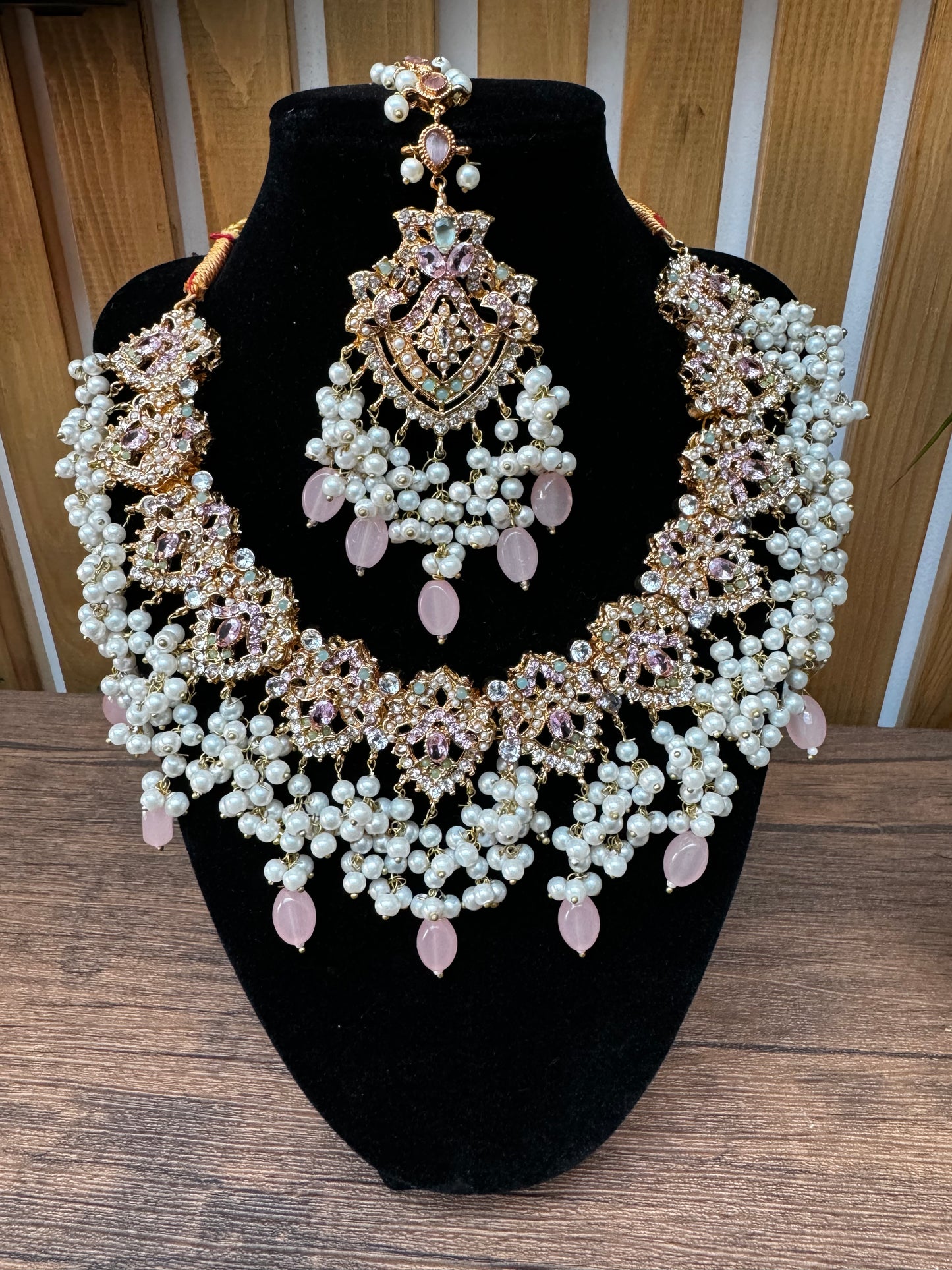 Bridal Heavy Nauratan Gold Plated Complete Set Indian Pakistani Bridal Jewelry