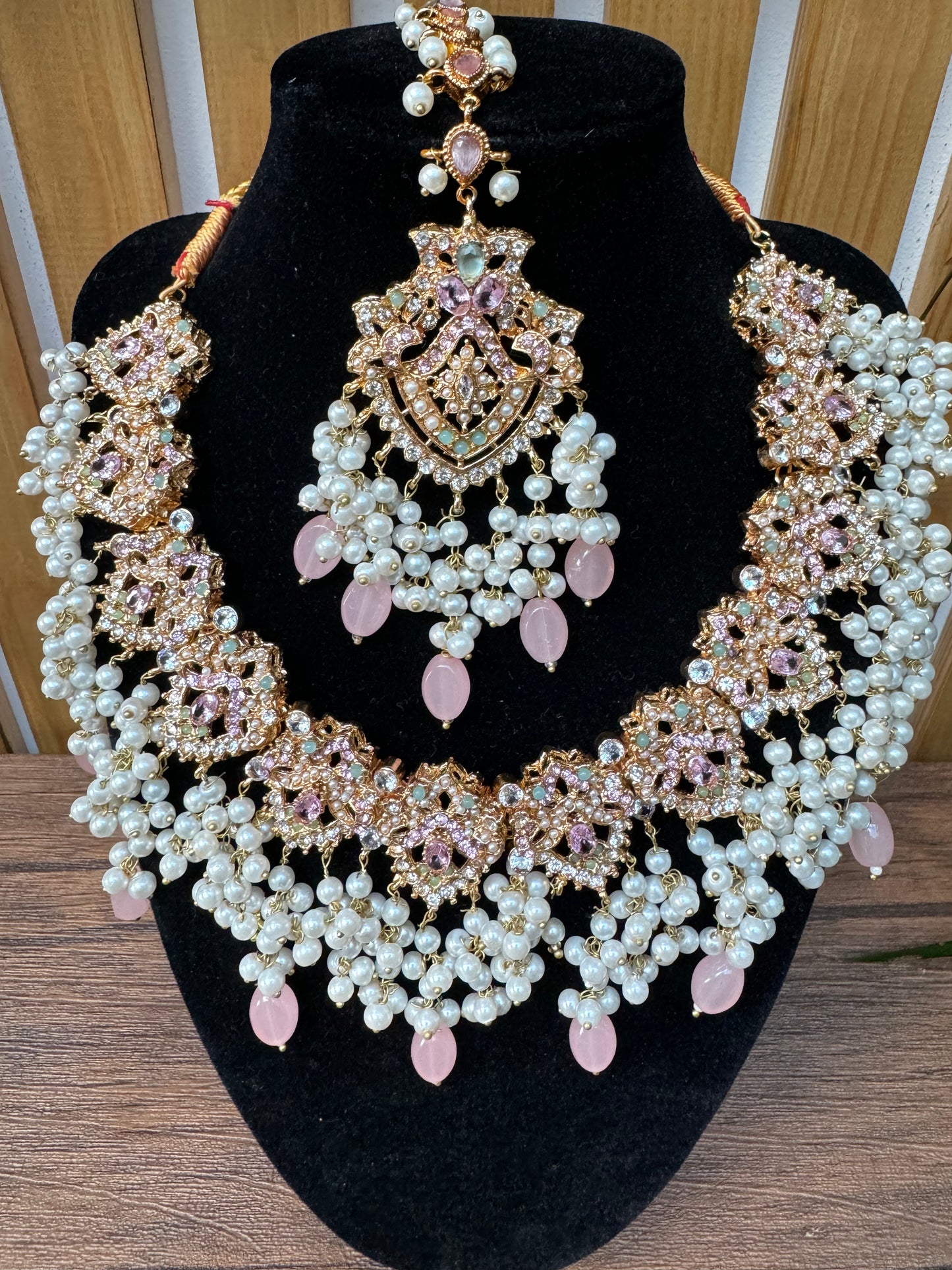 Bridal Heavy Nauratan Gold Plated Complete Set Indian Pakistani Bridal Jewelry