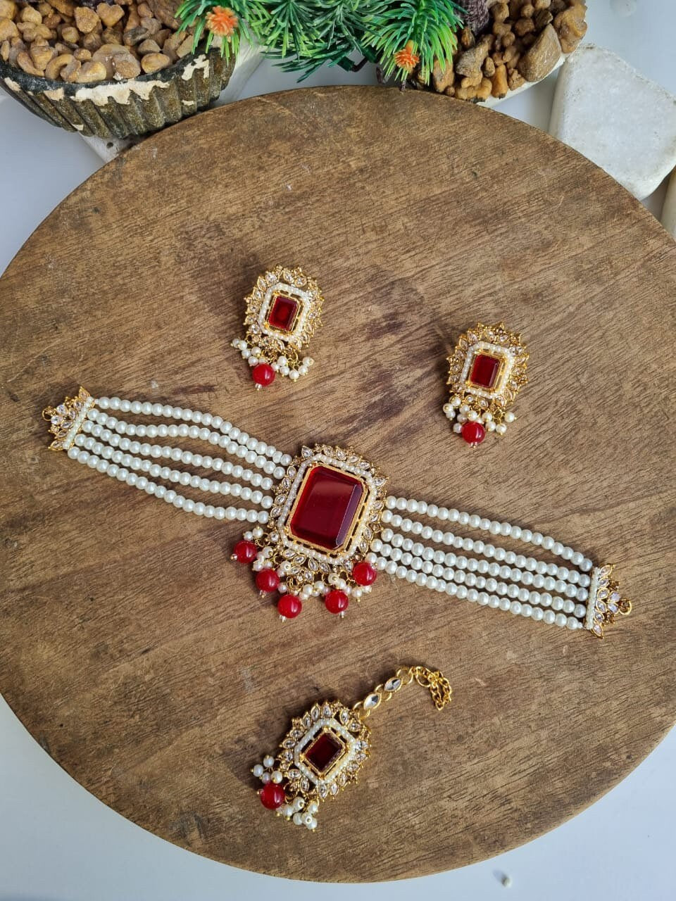 Indian Pakistani choker set - Necklace, Tikka and Earrings