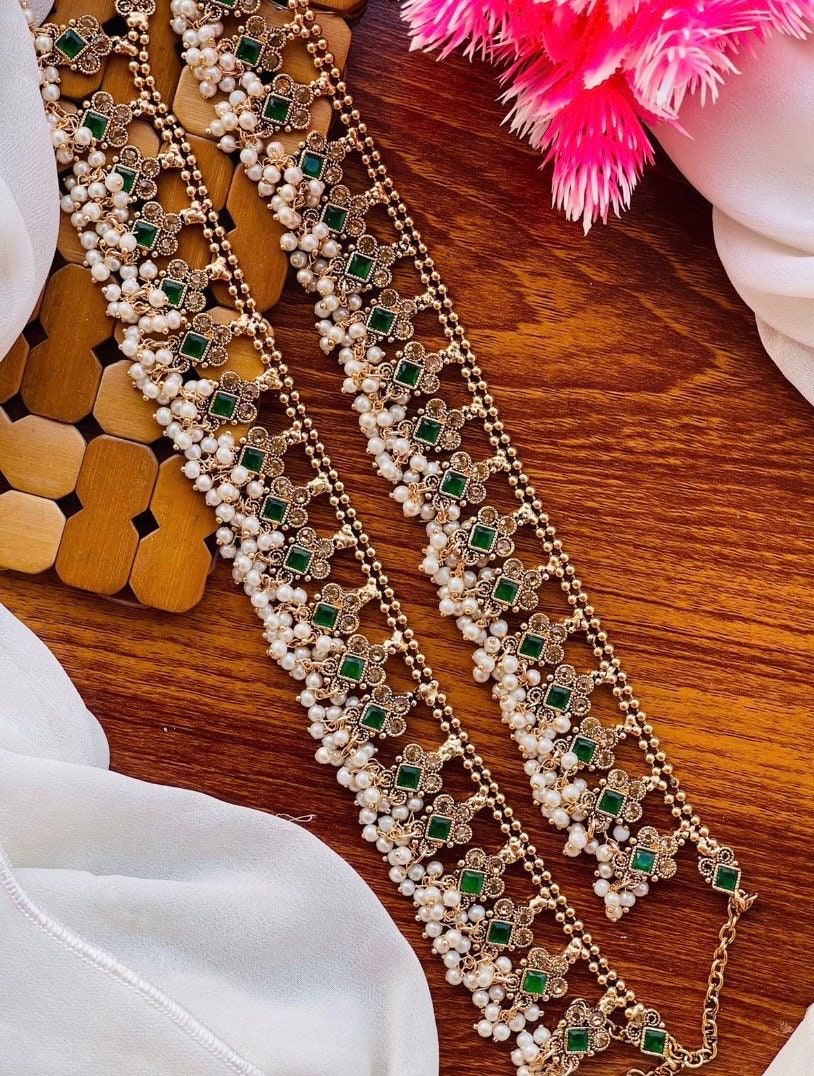 Indian Pakistani Kundan Anklet paayal set