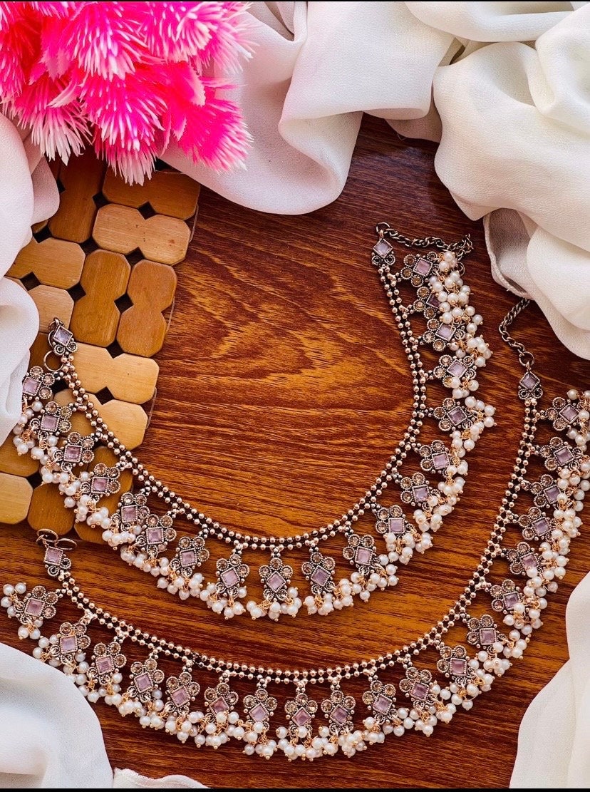 Indian Pakistani Kundan Anklet paayal set