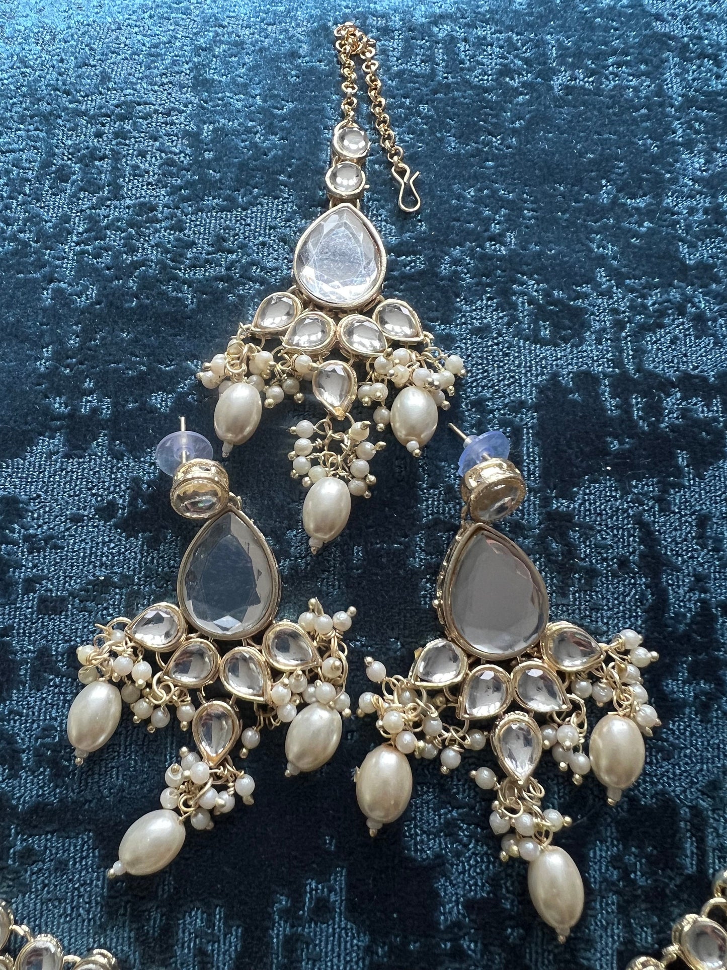 Kundan necklace earrings and tikka set