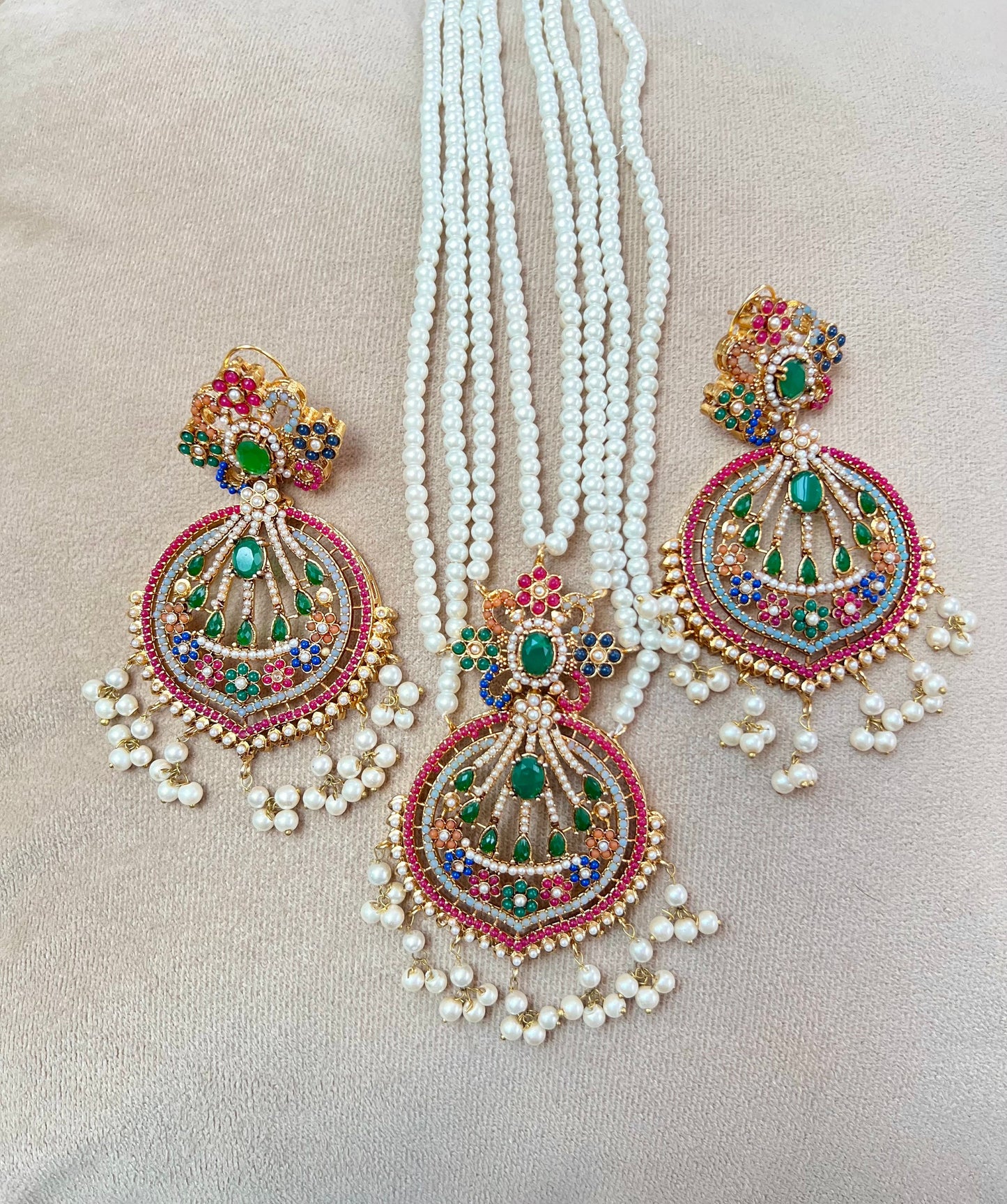 Indian Pakistani Traditional Mala neckalce and earrings