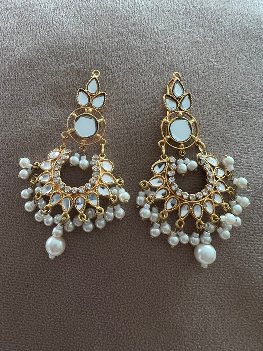 Kundan earrings - Mirror work and gold