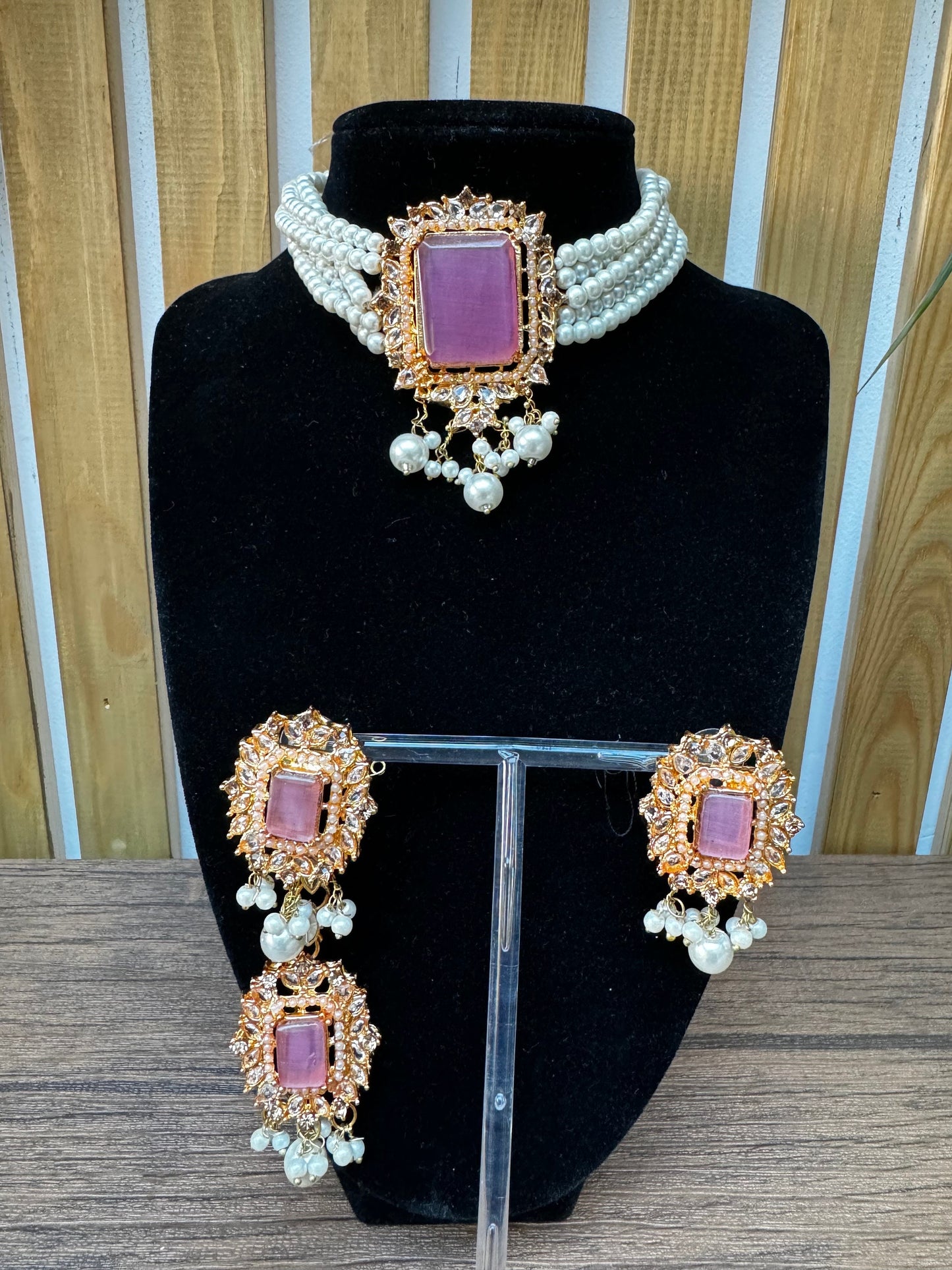 Indian Pakistani choker set - Necklace, Tikka and Earrings